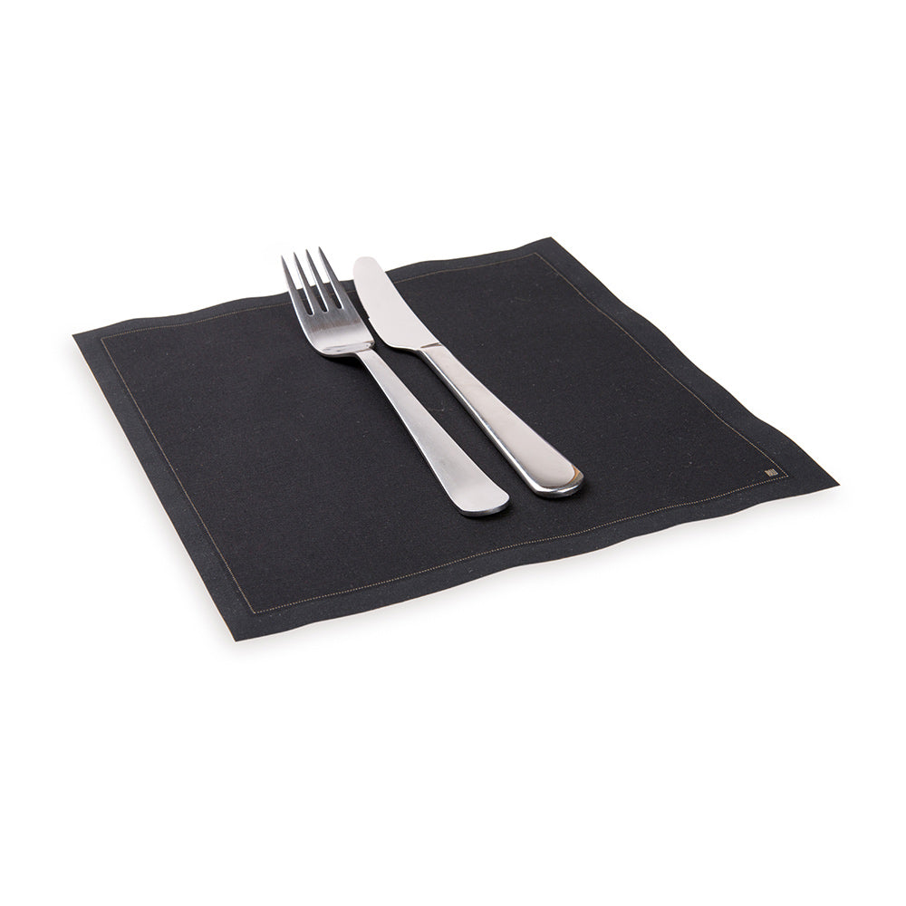 Luxenap Square Black Cotton Napkin - Organic, Disposable - 8 3/4" x 8 3/4" - 50 count box