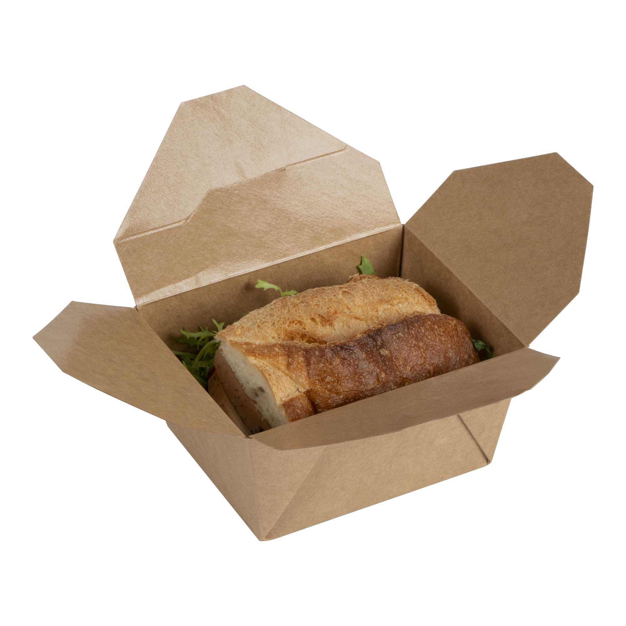 Bio Tek 30 oz Rectangle Kraft Paper #1 Bio Box Take Out Container - 5" x 4" x 2 1/2" - 200 count box