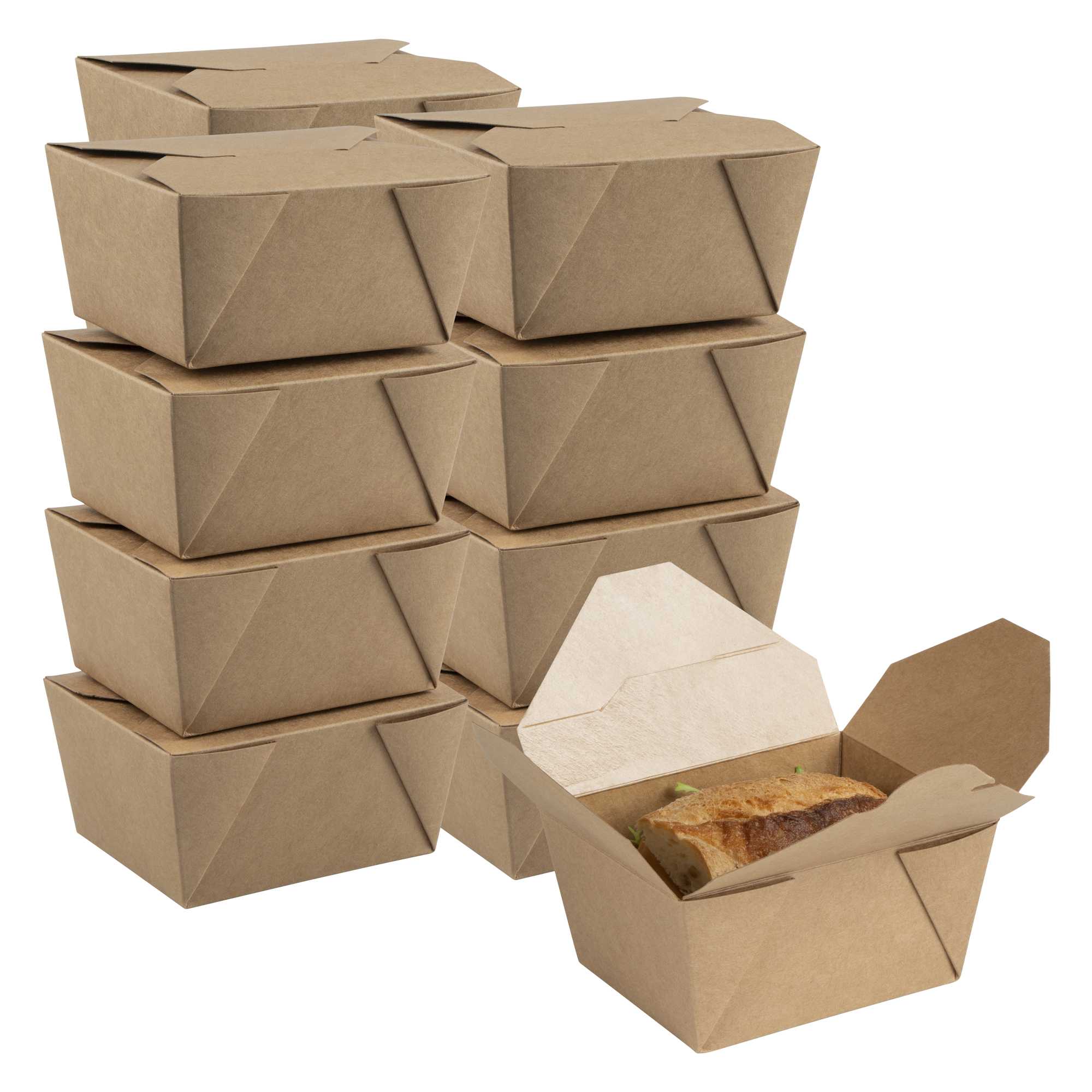 Bio Tek 30 oz Rectangle Kraft Paper #1 Bio Box Take Out Container - 5" x 4" x 2 1/2" - 200 count box