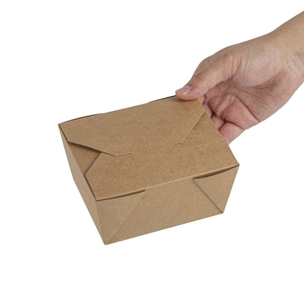 Bio Tek 30 oz Rectangle Kraft Paper #1 Bio Box Take Out Container - 5" x 4" x 2 1/2" - 50 count box