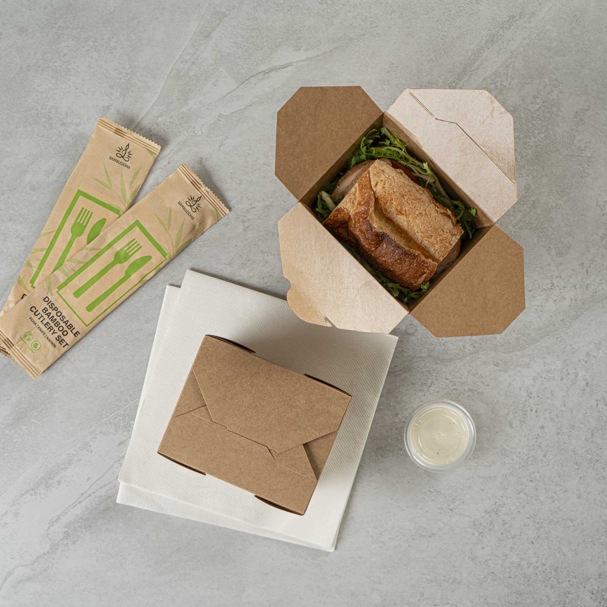 Bio Tek 30 oz Rectangle Kraft Paper #1 Bio Box Take Out Container - 5" x 4" x 2 1/2" - 50 count box