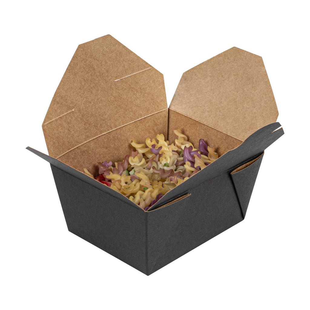 Bio Tek 30 oz Rectangle Black Paper #1 Bio Box Take Out Container - 5" x 4" x 2 1/2" - 50 count box
