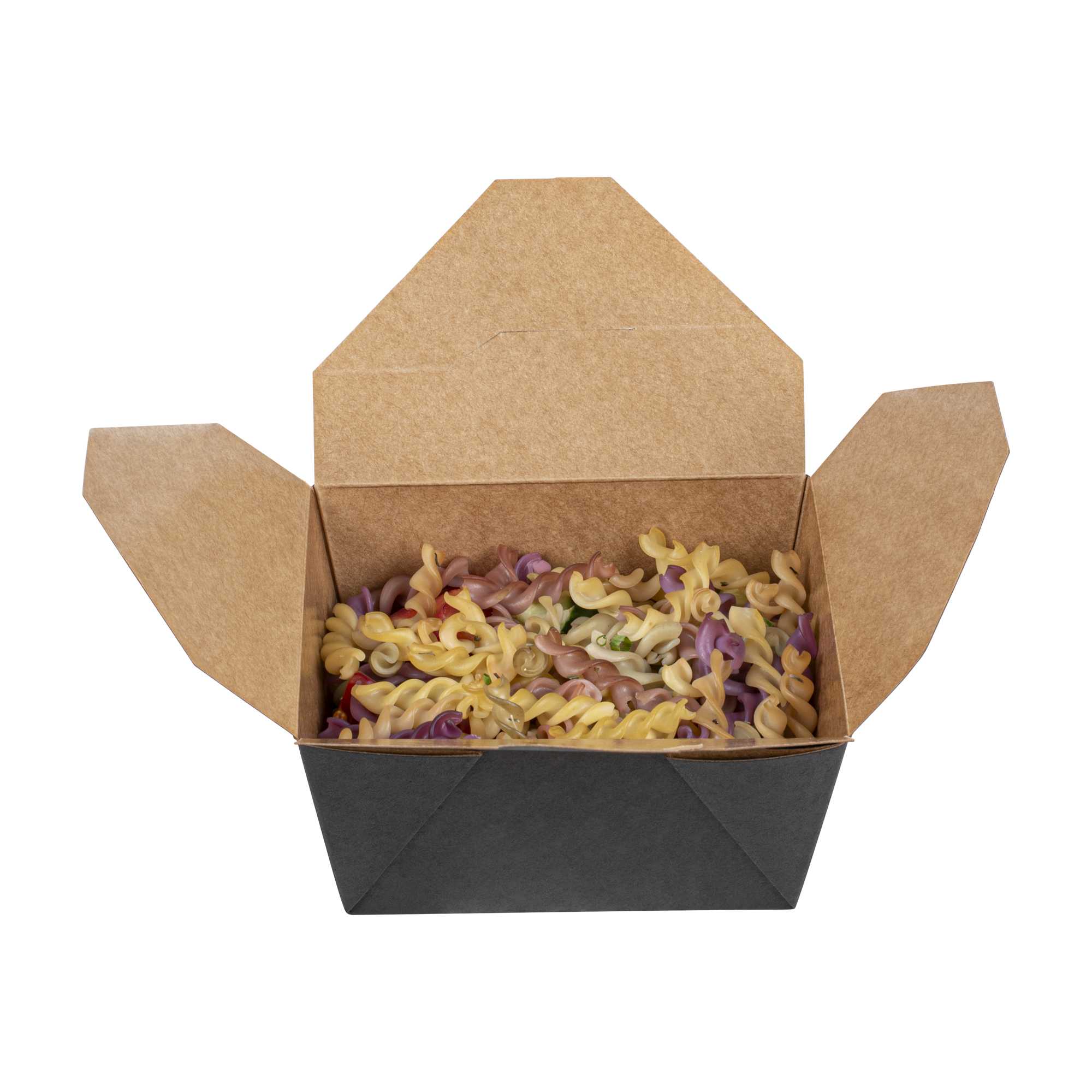 Bio Tek 30 oz Rectangle Black Paper #1 Bio Box Take Out Container - 5" x 4" x 2 1/2" - 50 count box