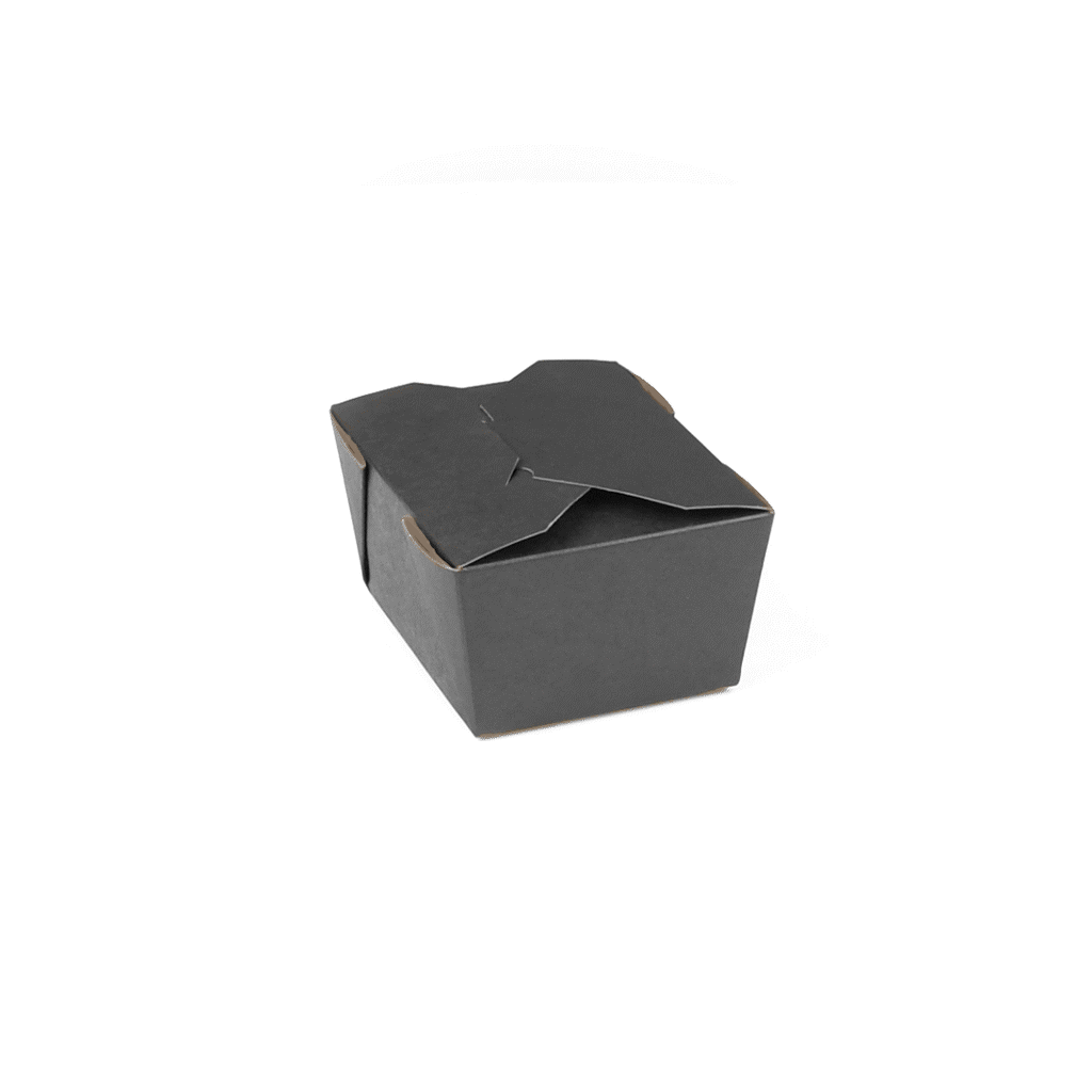 Bio Tek 30 oz Rectangle Black Paper #1 Bio Box Take Out Container - 5" x 4" x 2 1/2" - 50 count box