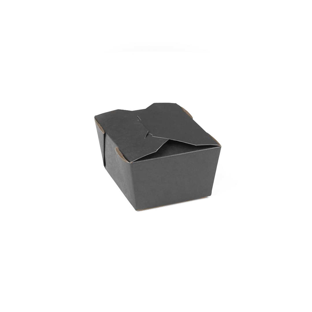 Bio Tek 30 oz Rectangle Black Paper #1 Bio Box Take Out Container - 5" x 4" x 2 1/2" - 50 count box