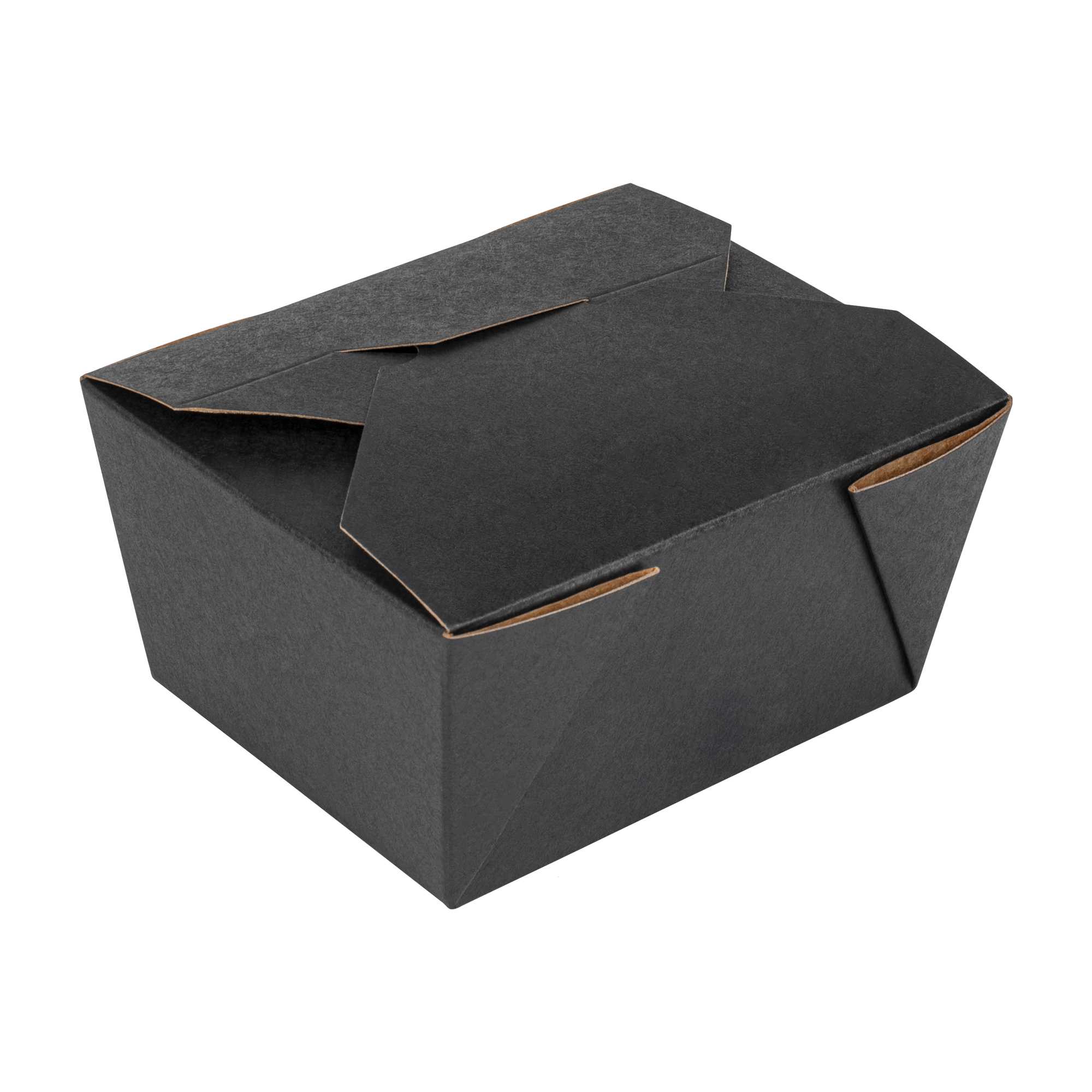 Bio Tek 30 oz Rectangle Black Paper #1 Bio Box Take Out Container - 5" x 4" x 2 1/2" - 50 count box
