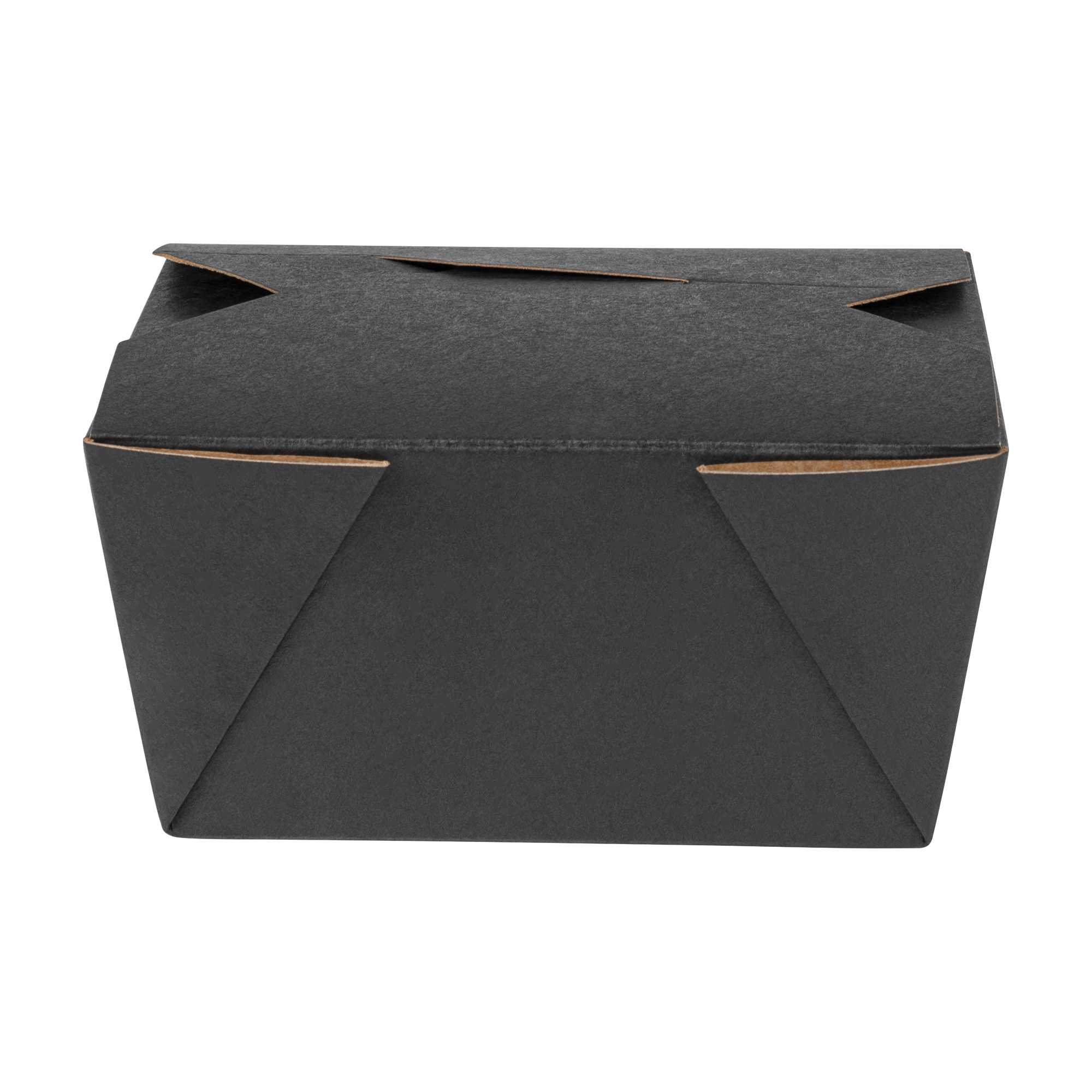 Bio Tek 30 oz Rectangle Black Paper #1 Bio Box Take Out Container - 5" x 4" x 2 1/2" - 50 count box