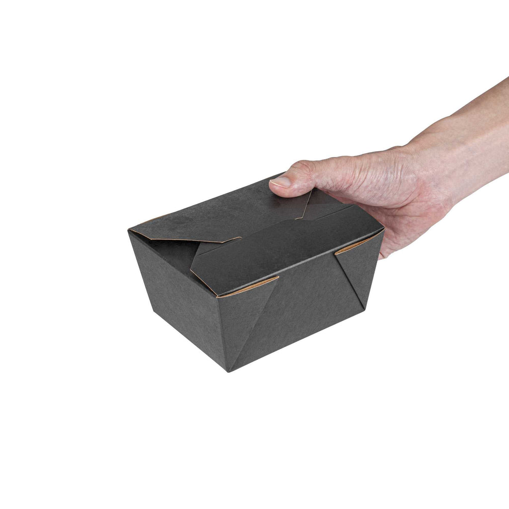 Bio Tek 30 oz Rectangle Black Paper #1 Bio Box Take Out Container - 5" x 4" x 2 1/2" - 200 count box