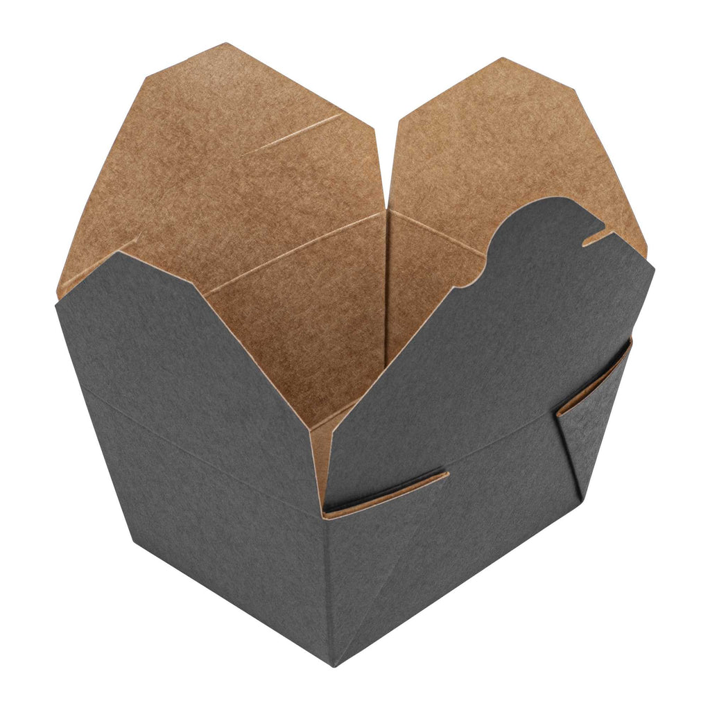 Bio Tek 30 oz Rectangle Black Paper #1 Bio Box Take Out Container - 5" x 4" x 2 1/2" - 200 count box