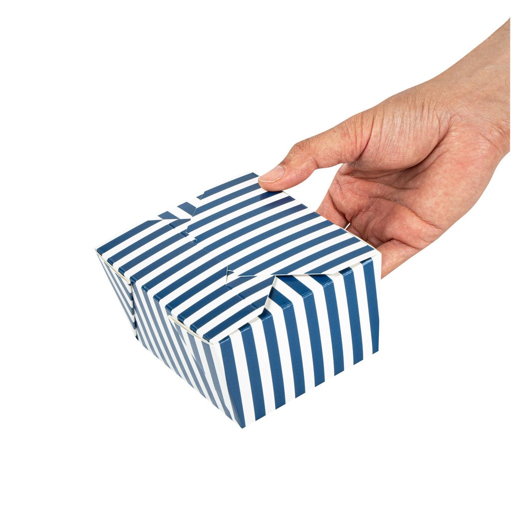 Bio Tek 30 oz Rectangle Blue and White Stripe Paper #1 Bio Box Take Out Container - 5" x 4" x 2 1/2" - 50 count box