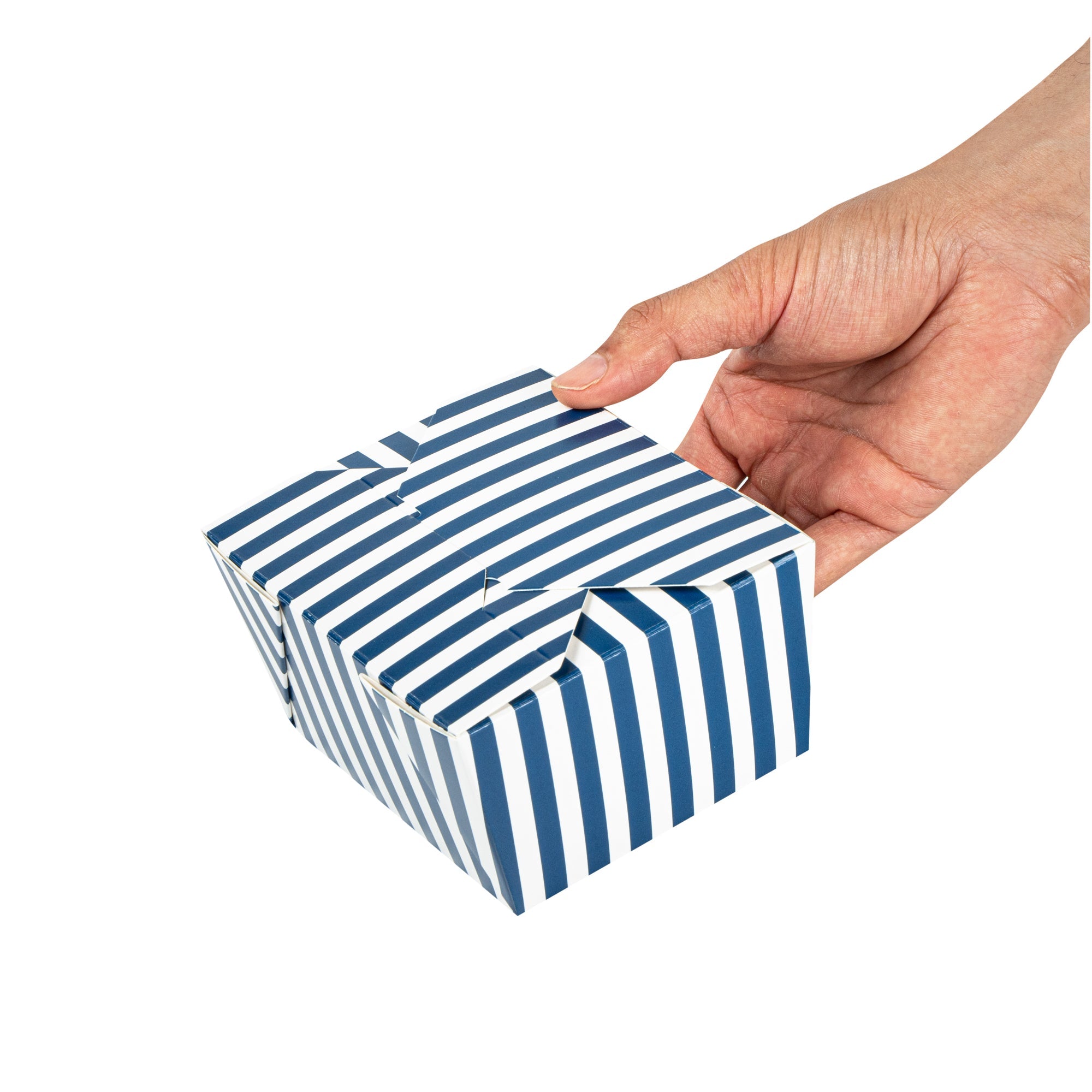 Bio Tek 30 oz Rectangle Blue and White Stripe Paper #1 Bio Box Take Out Container - 5" x 4" x 2 1/2" - 50 count box