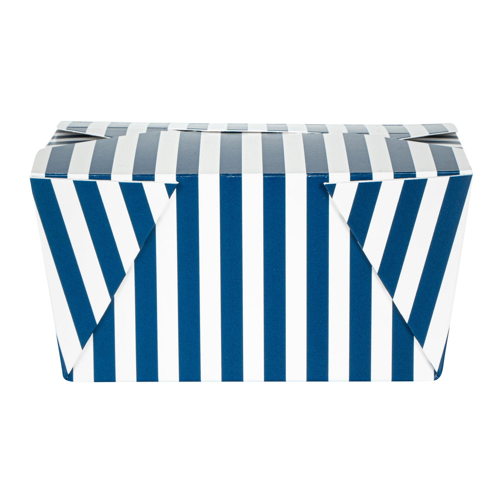 Bio Tek 30 oz Rectangle Blue and White Stripe Paper #1 Bio Box Take Out Container - 5" x 4" x 2 1/2" - 200 count box