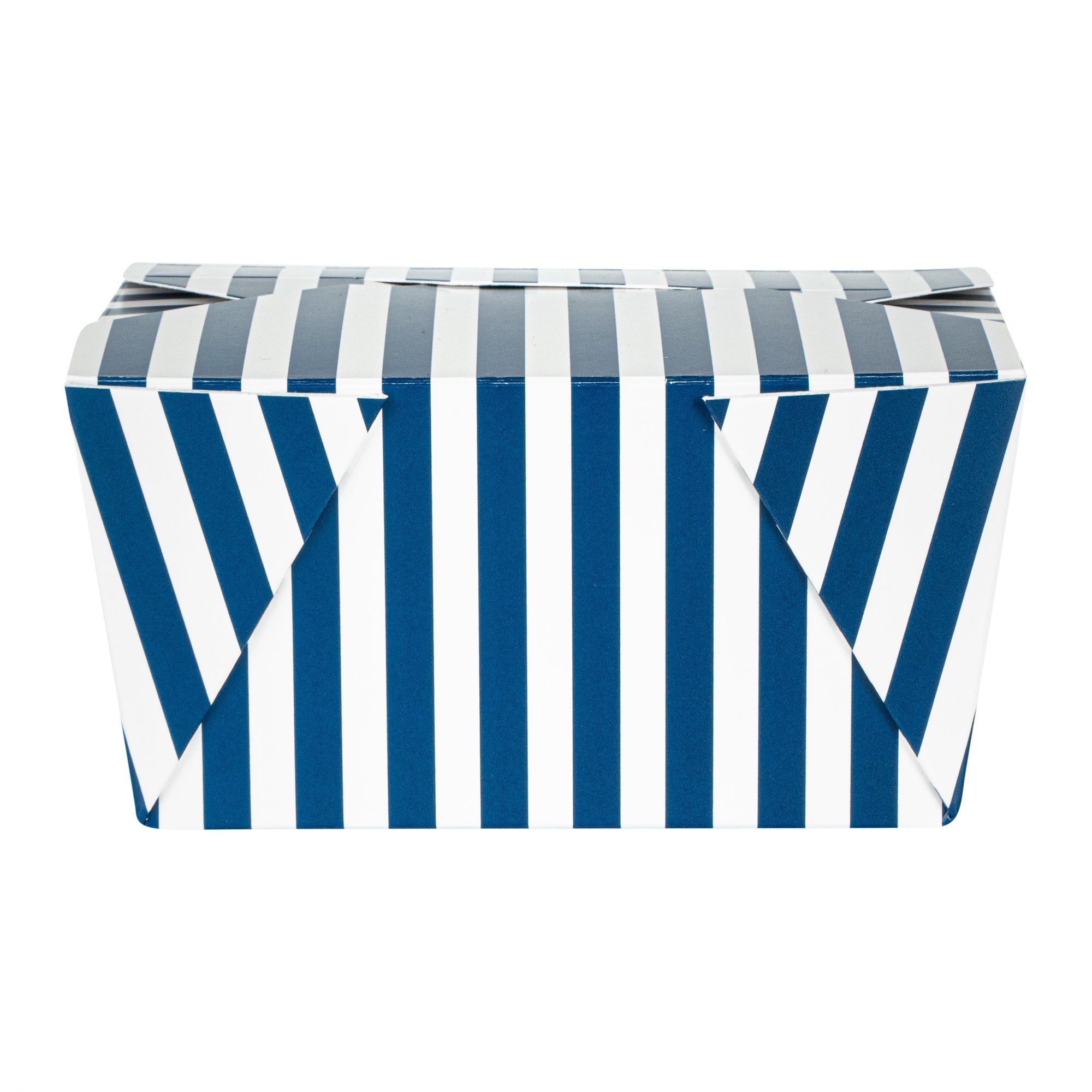 Bio Tek 30 oz Rectangle Blue and White Stripe Paper #1 Bio Box Take Out Container - 5" x 4" x 2 1/2" - 200 count box