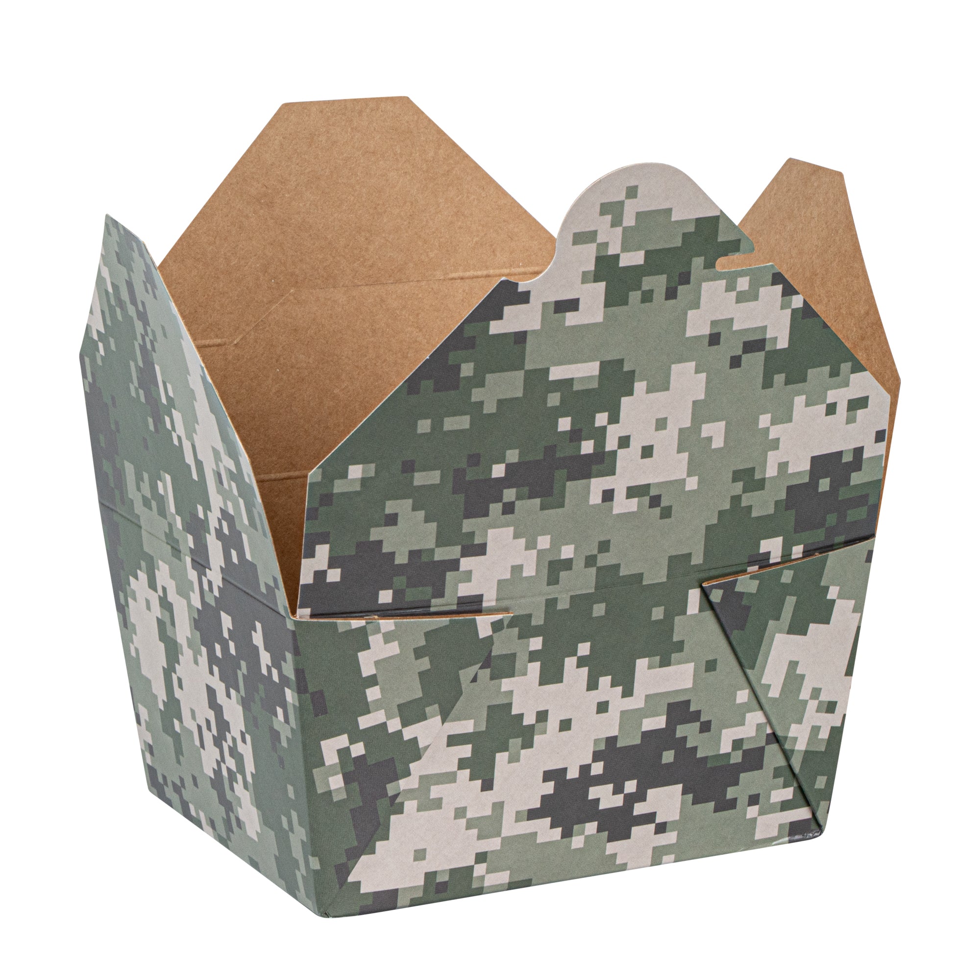 Bio Tek 30 oz Rectangle Camouflage Paper #1 Bio Box Take Out Container - 5" x 4" x 2 1/2" - 200 count box