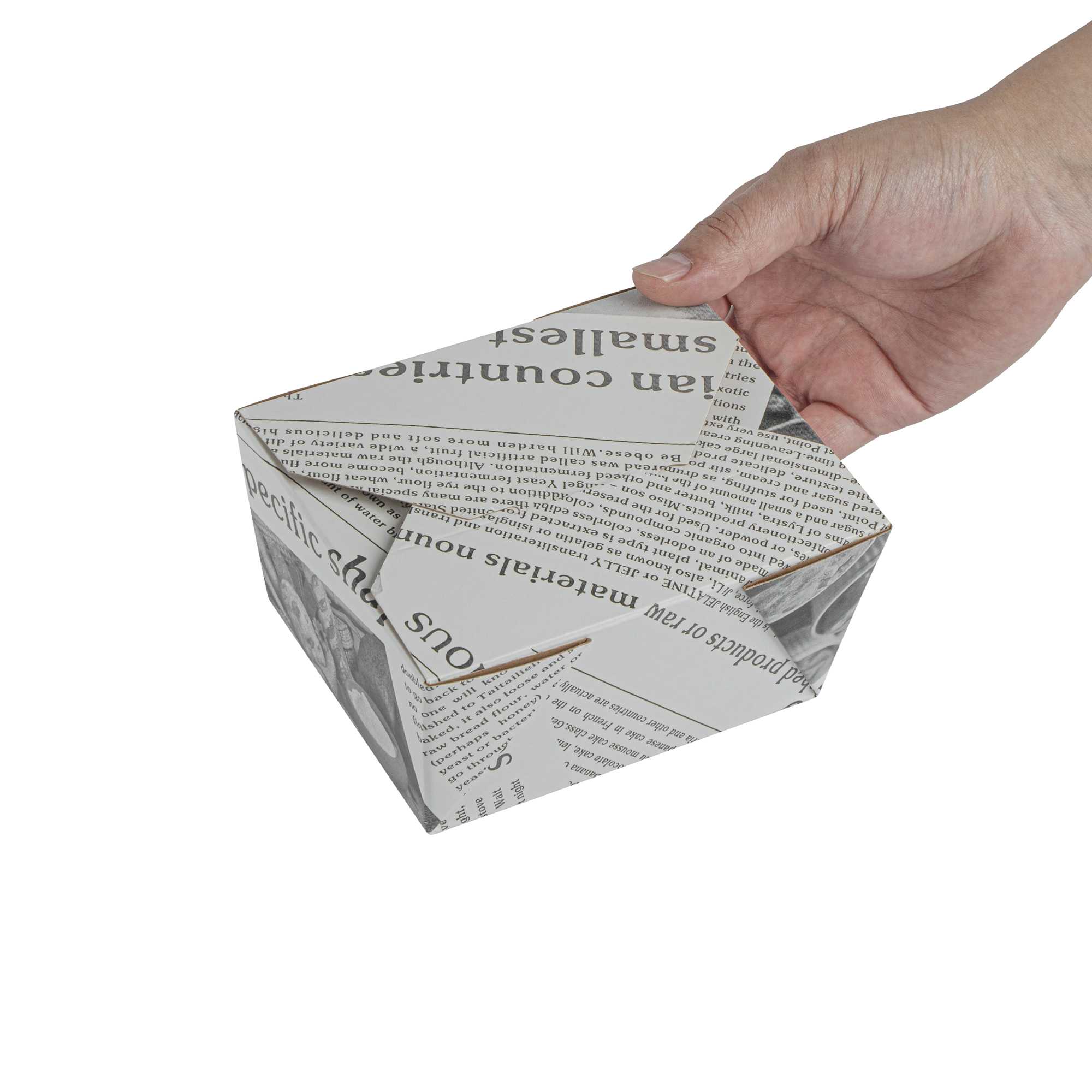 Bio Tek 30 oz Rectangle Newsprint Paper #1 Bio Box Take Out Container - 5" x 4" x 2 1/2" - 50 count box