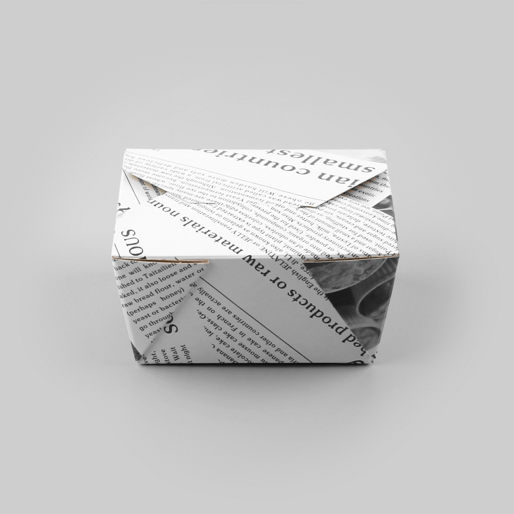 Bio Tek 30 oz Rectangle Newsprint Paper #1 Bio Box Take Out Container - 5" x 4" x 2 1/2" - 50 count box