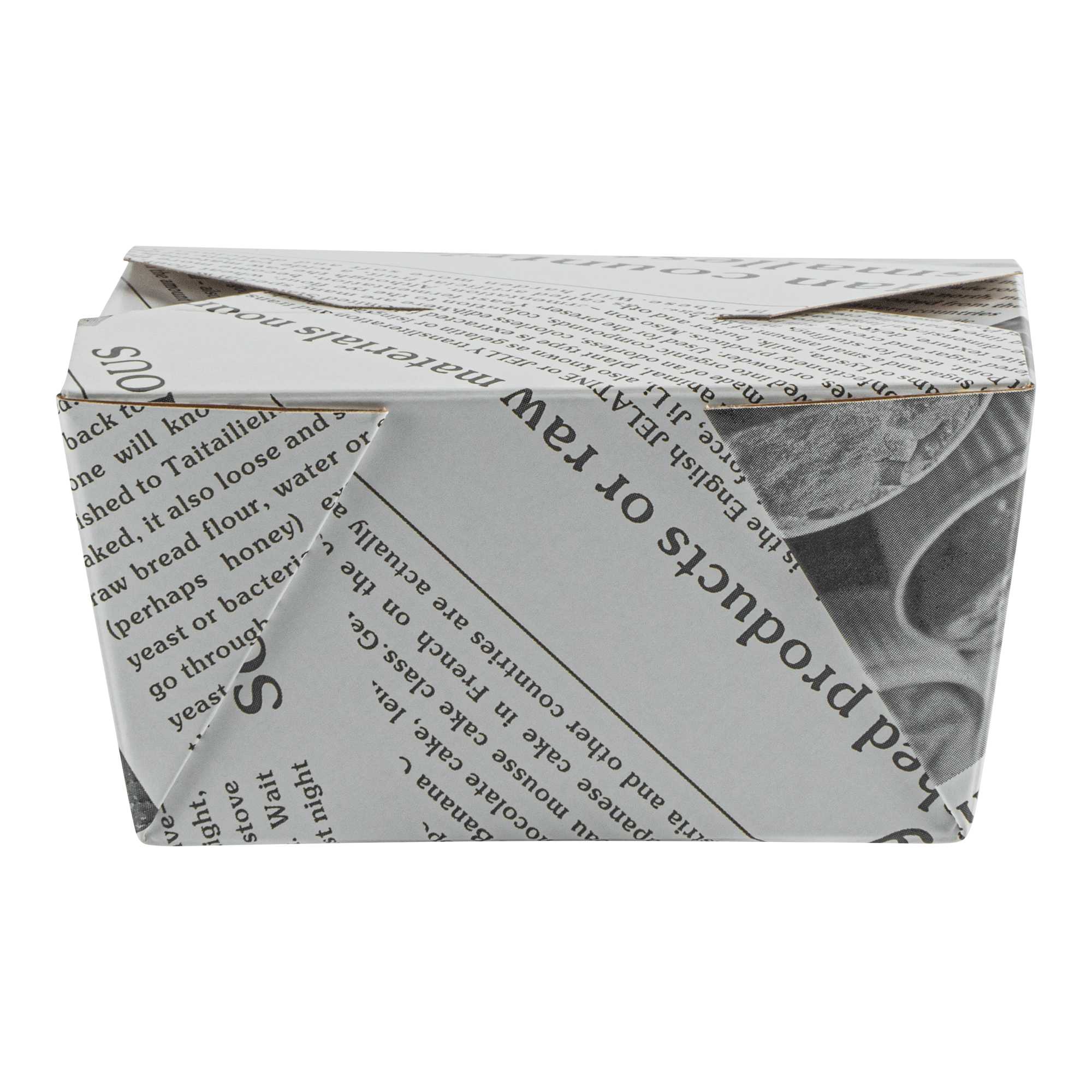Bio Tek 30 oz Rectangle Newsprint Paper #1 Bio Box Take Out Container - 5" x 4" x 2 1/2" - 50 count box