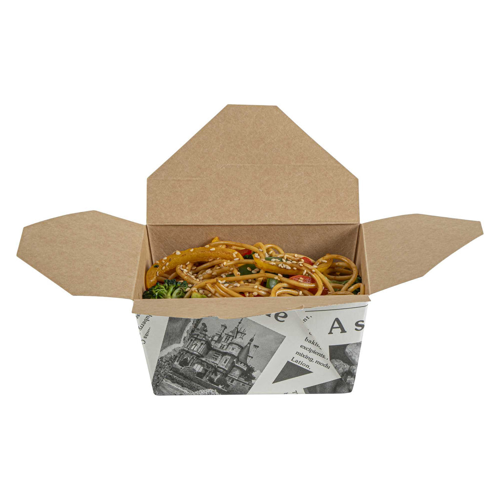 Bio Tek 30 oz Rectangle Newsprint Paper #1 Bio Box Take Out Container - 5" x 4" x 2 1/2" - 200 count box