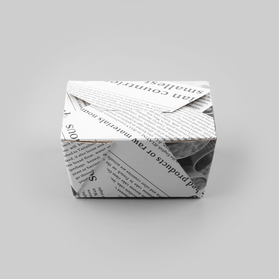 Bio Tek 30 oz Rectangle Newsprint Paper #1 Bio Box Take Out Container - 5" x 4" x 2 1/2" - 200 count box