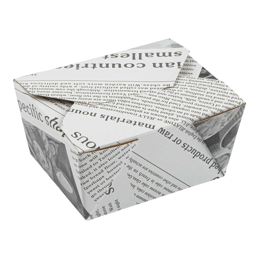 Bio Tek 30 oz Rectangle Newsprint Paper #1 Bio Box Take Out Container - 5" x 4" x 2 1/2" - 200 count box