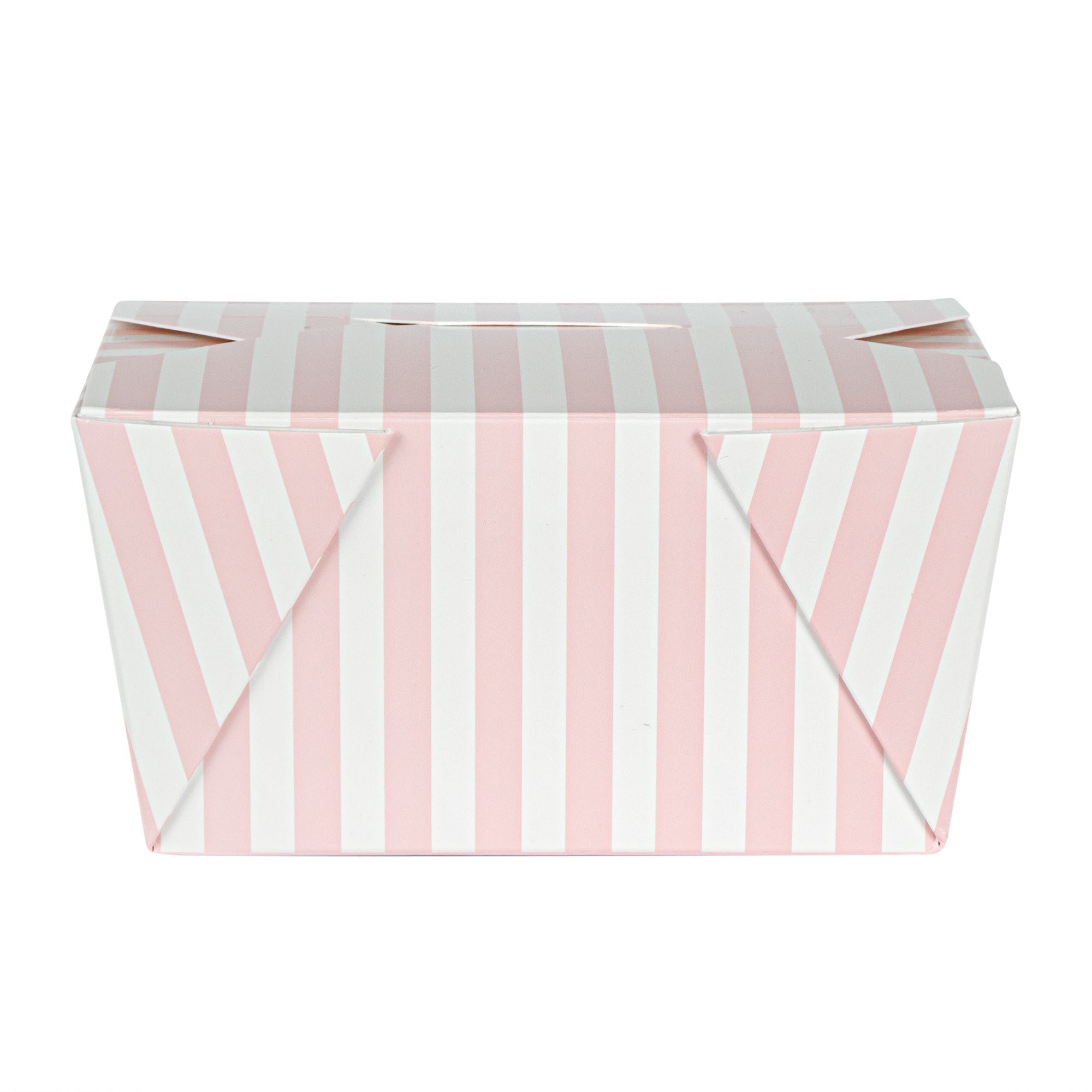 Bio Tek 30 oz Rectangle Pink and White Stripe Paper #1 Bio Box Take Out Container - 5" x 4" x 2 1/2" - 50 count box