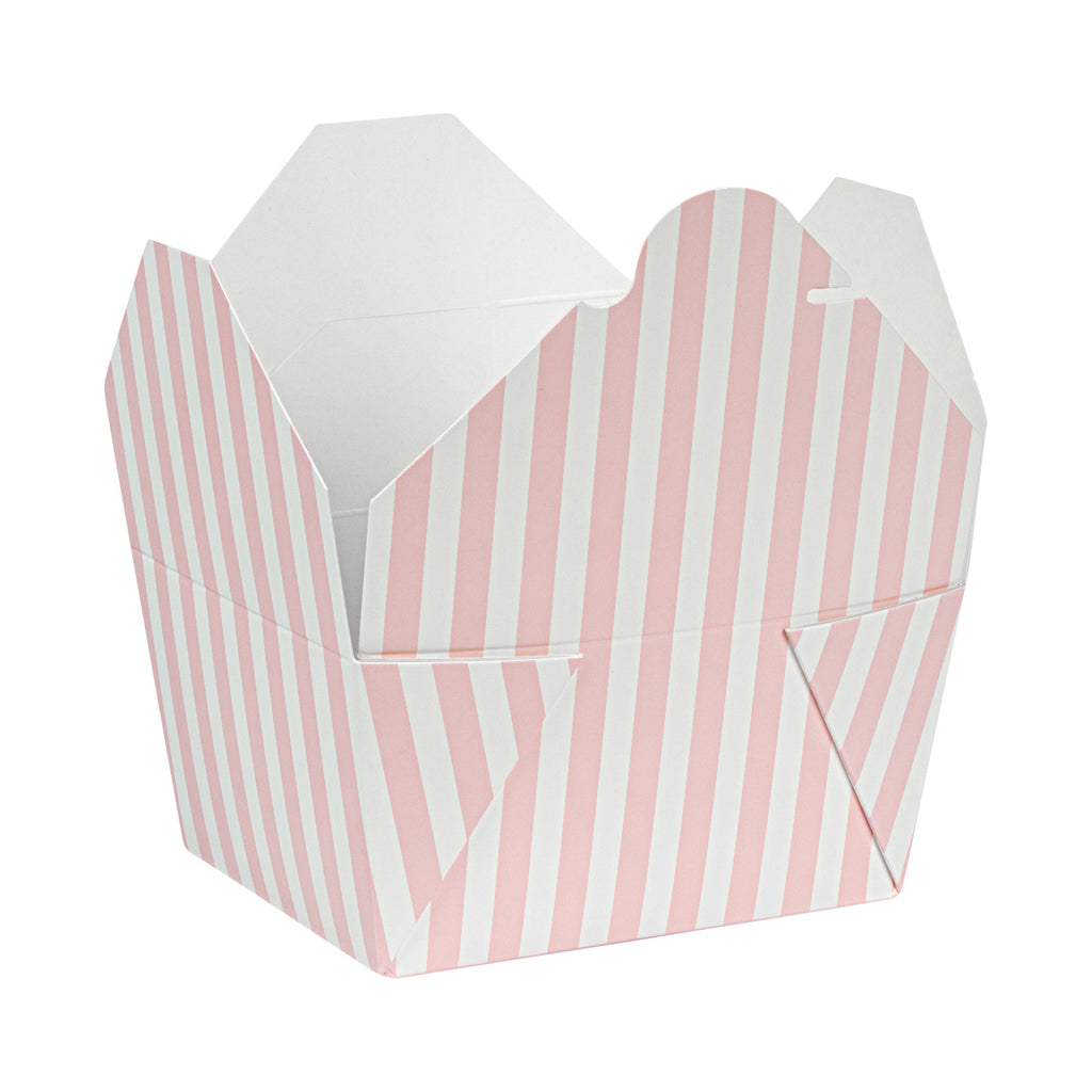 Bio Tek 30 oz Rectangle Pink and White Stripe Paper #1 Bio Box Take Out Container - 5" x 4" x 2 1/2" - 200 count box