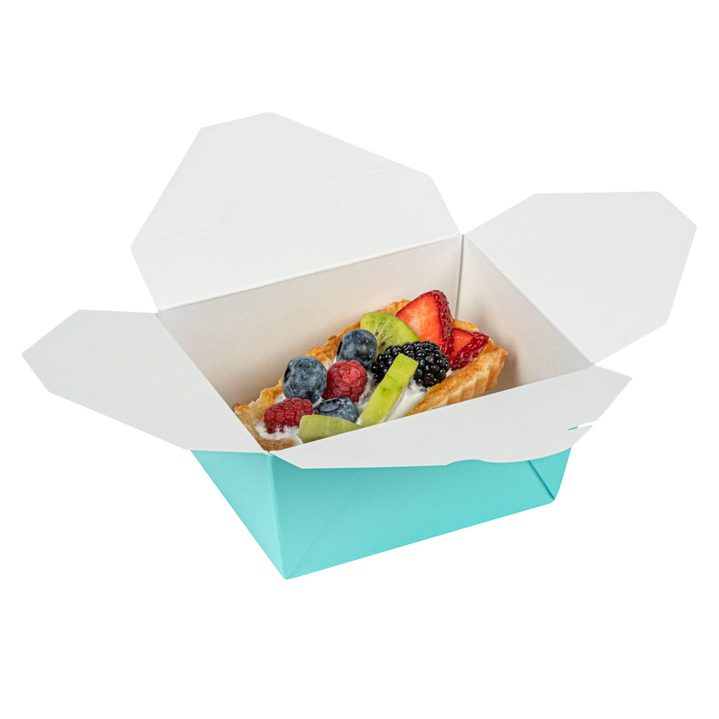 Bio Tek 30 oz Rectangle Turquoise Paper #1 Bio Box Take Out Container - 5" x 4" x 2 1/2" - 50 count box