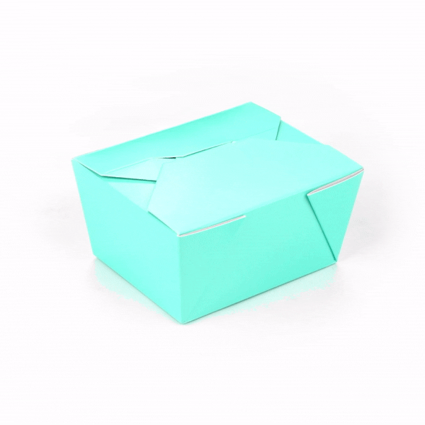 Bio Tek 30 oz Rectangle Turquoise Paper #1 Bio Box Take Out Container - 5" x 4" x 2 1/2" - 50 count box