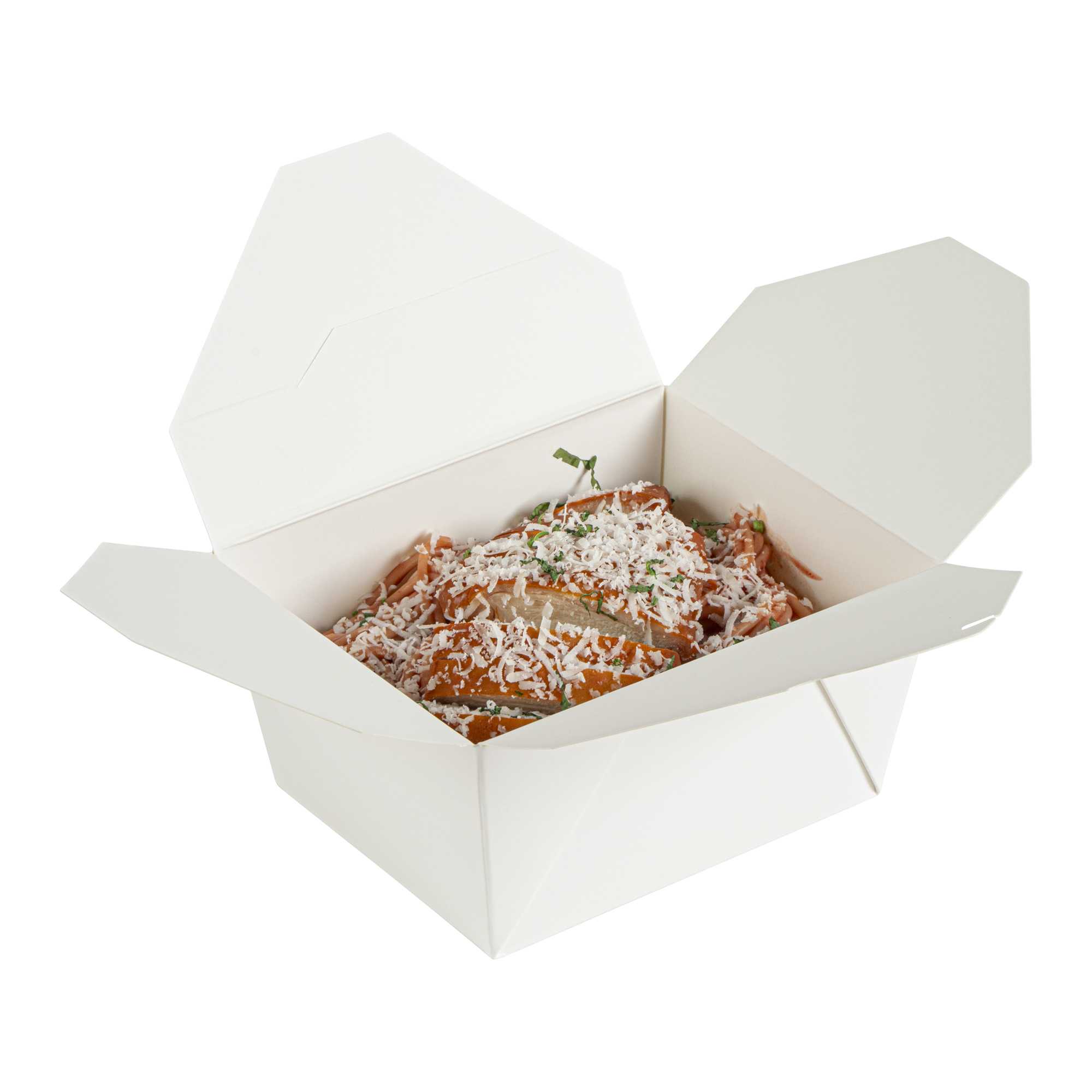 Bio Tek 30 oz Rectangle White Paper #1 Bio Box Take Out Container - 5" x 4" x 2 1/2" - 50 count box