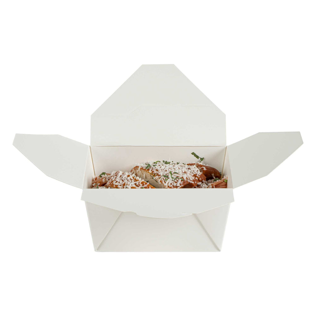 Bio Tek 30 oz Rectangle White Paper #1 Bio Box Take Out Container - 5" x 4" x 2 1/2" - 50 count box