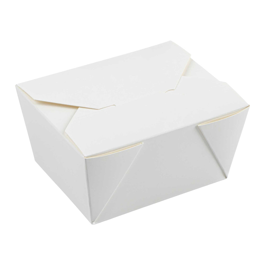 Bio Tek 30 oz Rectangle White Paper #1 Bio Box Take Out Container - 5" x 4" x 2 1/2" - 50 count box