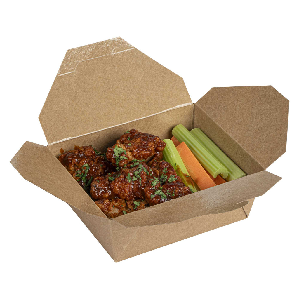 Bio Tek 45 oz Rectangle Kraft Paper #8 Bio Box Take Out Container - 6 3/4" x 5 1/2" x 2 1/2" - 200 count box