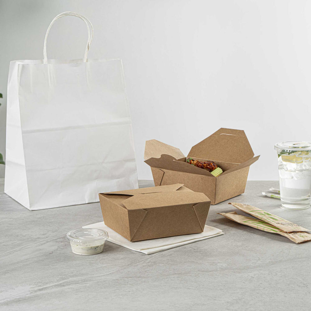 Bio Tek 45 oz Rectangle Kraft Paper #8 Bio Box Take Out Container - 6 3/4" x 5 1/2" x 2 1/2" - 200 count box