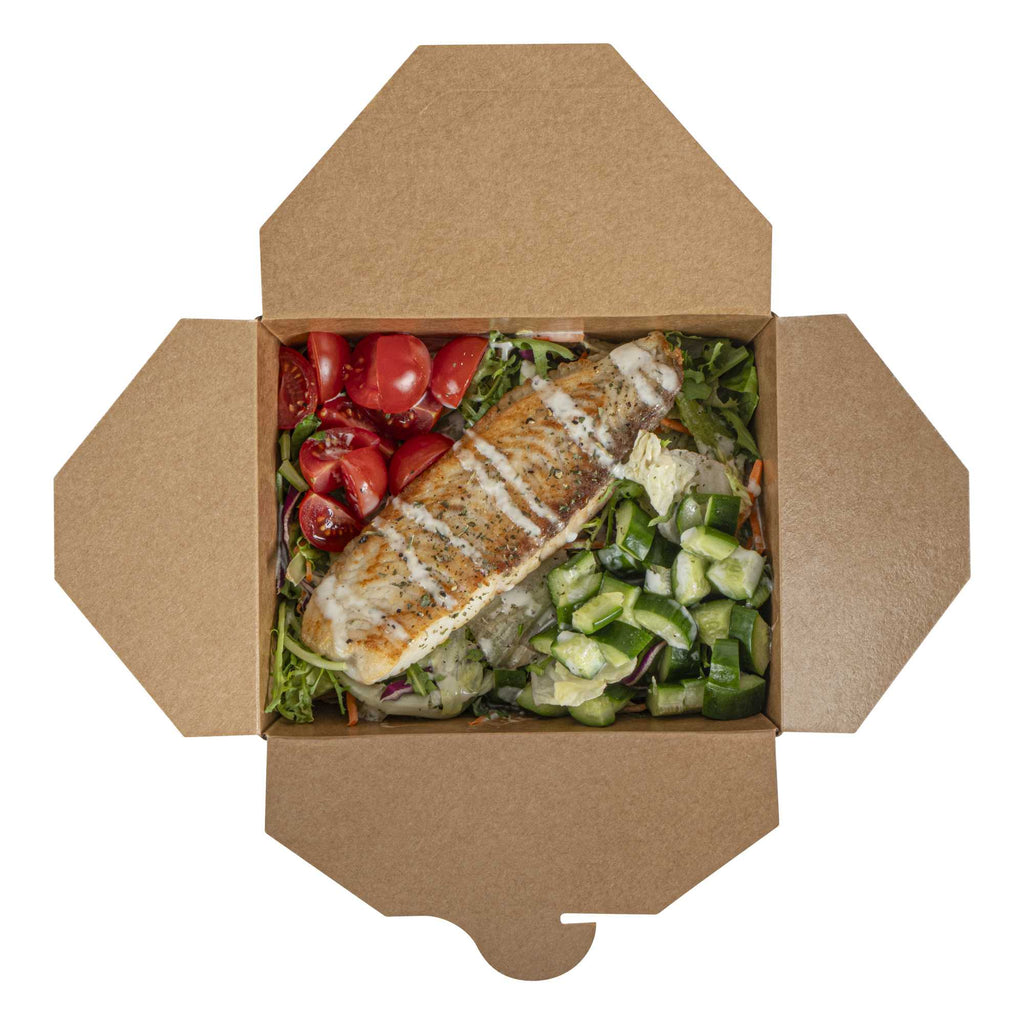 Bio Tek 45 oz Rectangle Black Paper #8 Bio Box Take Out Container - 6 3/4" x 5 1/2" x 2 1/2" - 50 count box