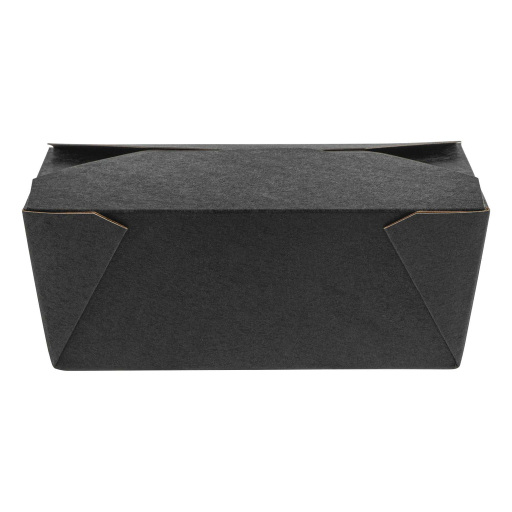 Bio Tek 45 oz Rectangle Black Paper #8 Bio Box Take Out Container - 6 3/4" x 5 1/2" x 2 1/2" - 50 count box