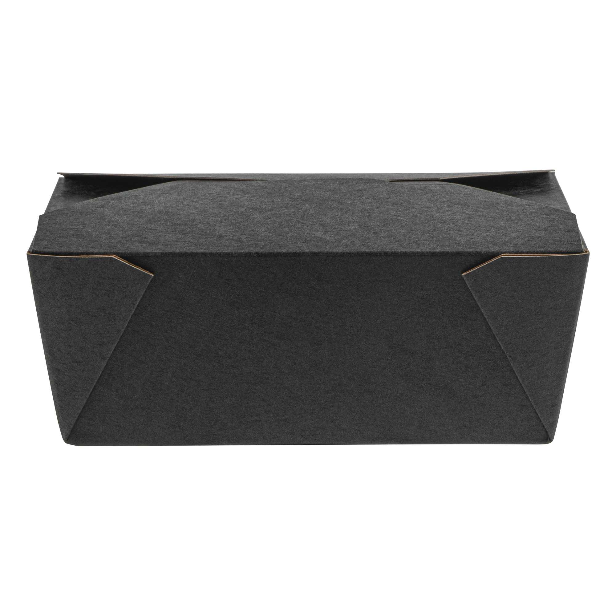 Bio Tek 45 oz Rectangle Black Paper #8 Bio Box Take Out Container - 6 3/4" x 5 1/2" x 2 1/2" - 50 count box