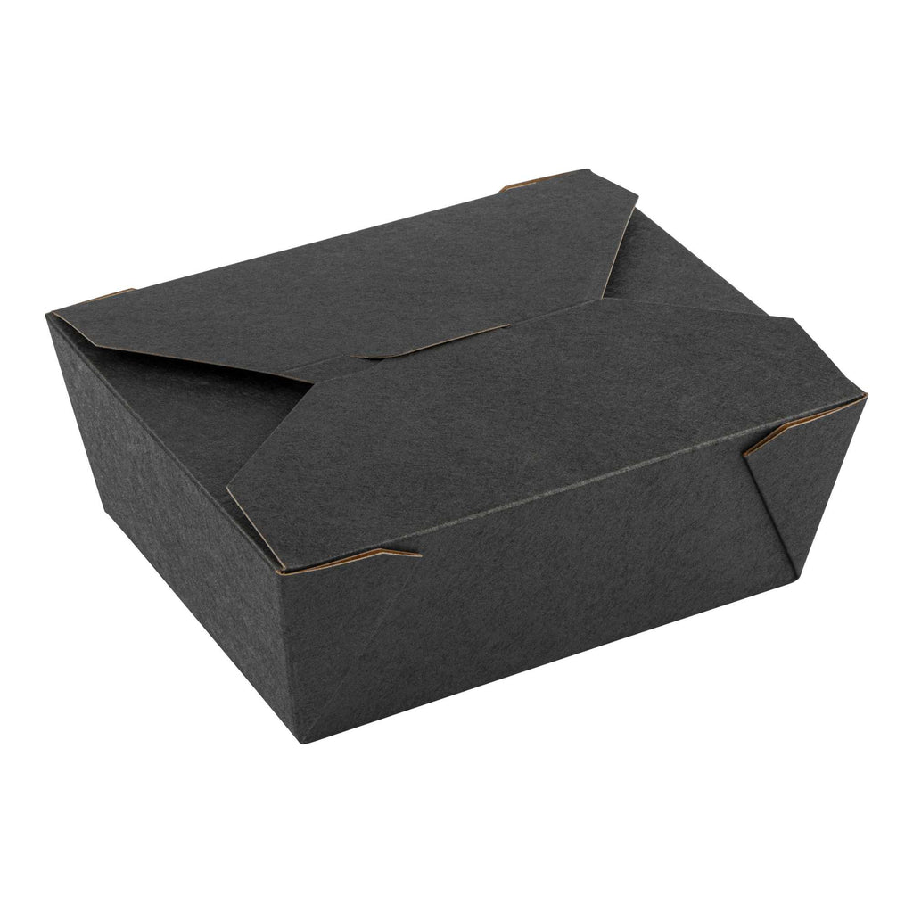 Bio Tek 45 oz Rectangle Black Paper #8 Bio Box Take Out Container - 6 3/4" x 5 1/2" x 2 1/2" - 200 count box