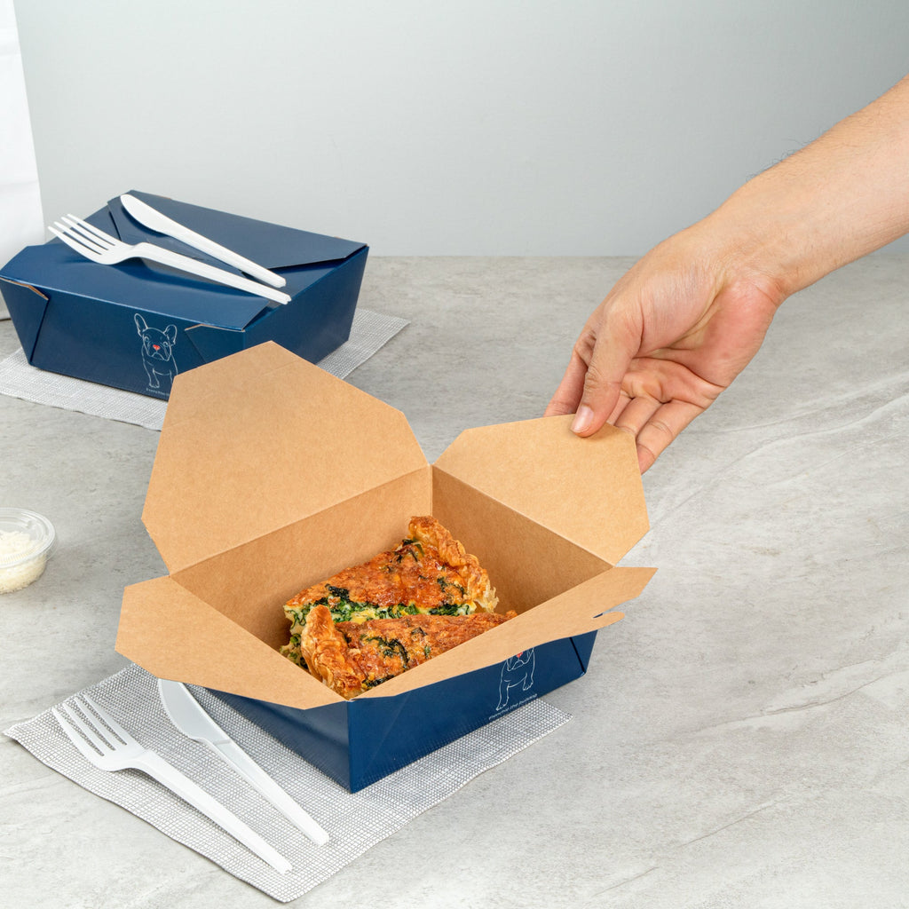 Bio Tek 45 oz Rectangle Frenchie Paper #8 Bio Box Take Out Container - 6 3/4" x 5 1/2" x 2 1/2" - 50 count box