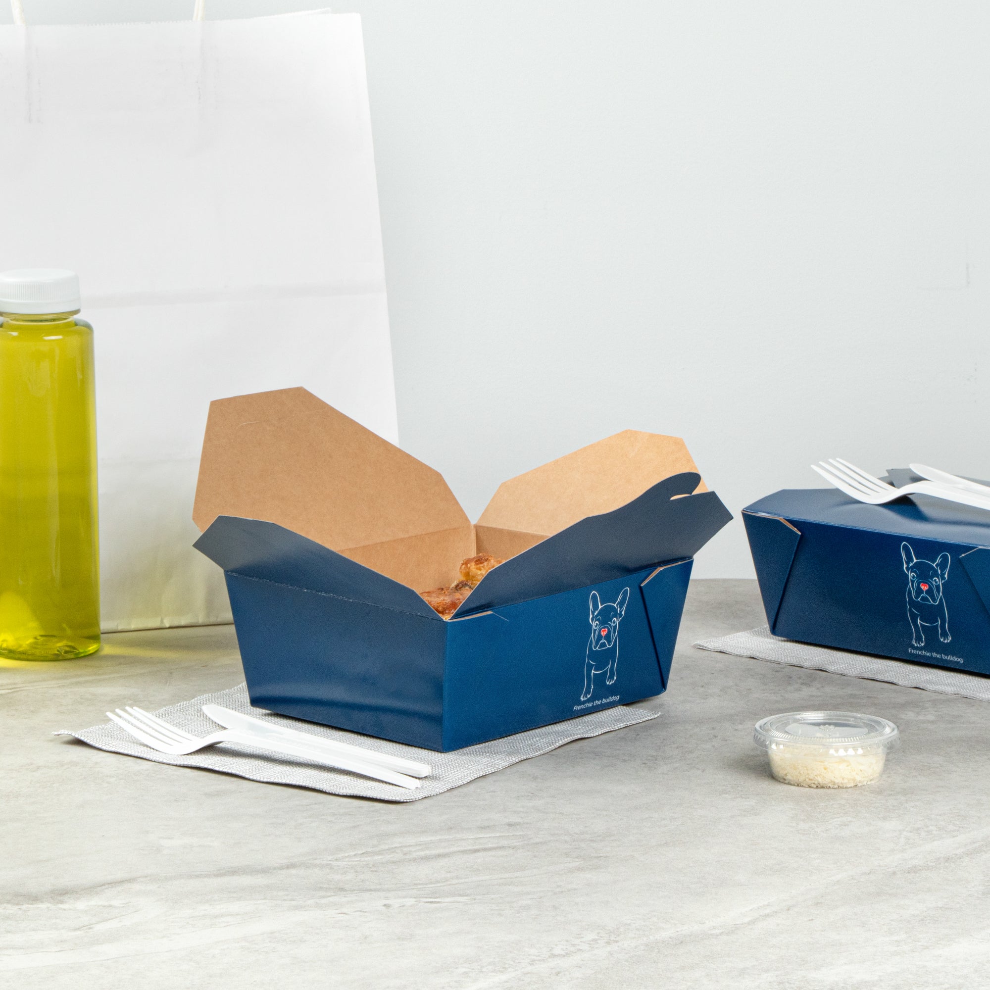 Bio Tek 45 oz Rectangle Frenchie Paper #8 Bio Box Take Out Container - 6 3/4" x 5 1/2" x 2 1/2" - 50 count box