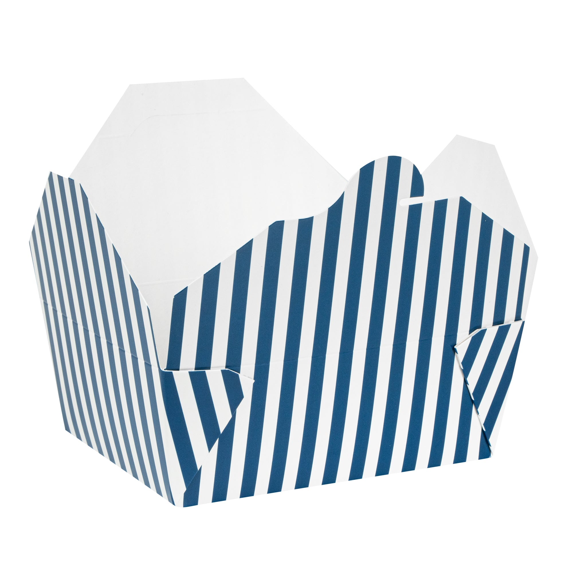 Bio Tek 45 oz Rectangle Blue and White Stripe Paper #8 Bio Box Take Out Container - 6 3/4" x 5 1/2" x 2 1/2" - 50 count box