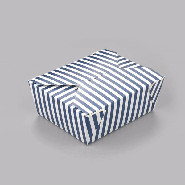 Bio Tek 45 oz Rectangle Blue and White Stripe Paper #8 Bio Box Take Out Container - 6 3/4" x 5 1/2" x 2 1/2" - 200 count box