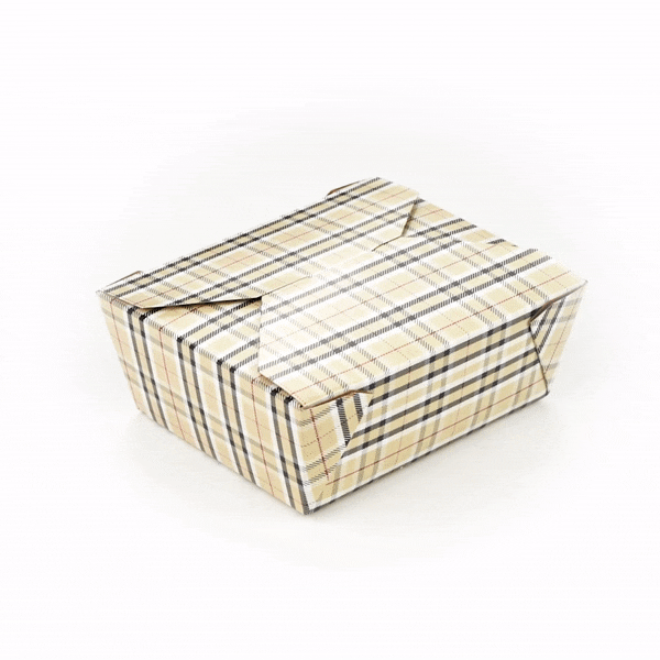 Bio Tek 45 oz Rectangle Plaid Paper #8 Bio Box Take Out Container - 6 3/4" x 5 1/2" x 2 1/2" - 200 count box