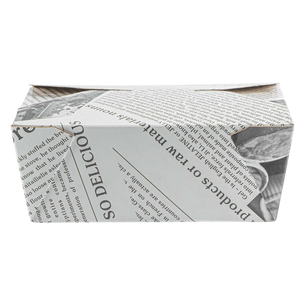 Bio Tek 45 oz Rectangle Newsprint Paper #8 Bio Box Take Out Container - 6 3/4" x 5 1/2" x 2 1/2" - 200 count box