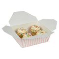 Bio Tek 45 oz Rectangle Pink and White Stripe Paper #8 Bio Box Take Out Container - 6 3/4" x 5 1/2" x 2 1/2" - 200 count box