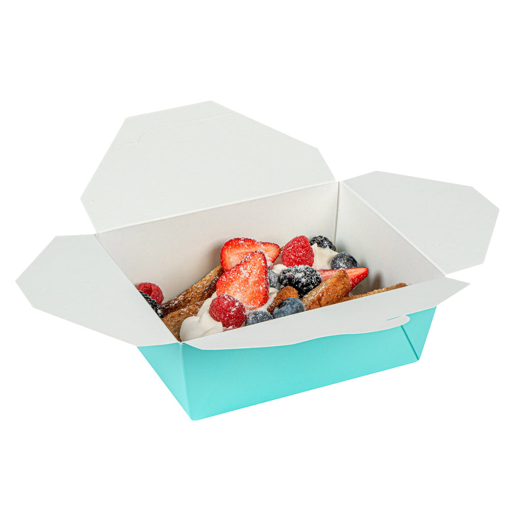 Bio Tek 45 oz Rectangle Turquoise Paper #8 Bio Box Take Out Container - 6 3/4" x 5 1/2" x 2 1/2" - 50 count box