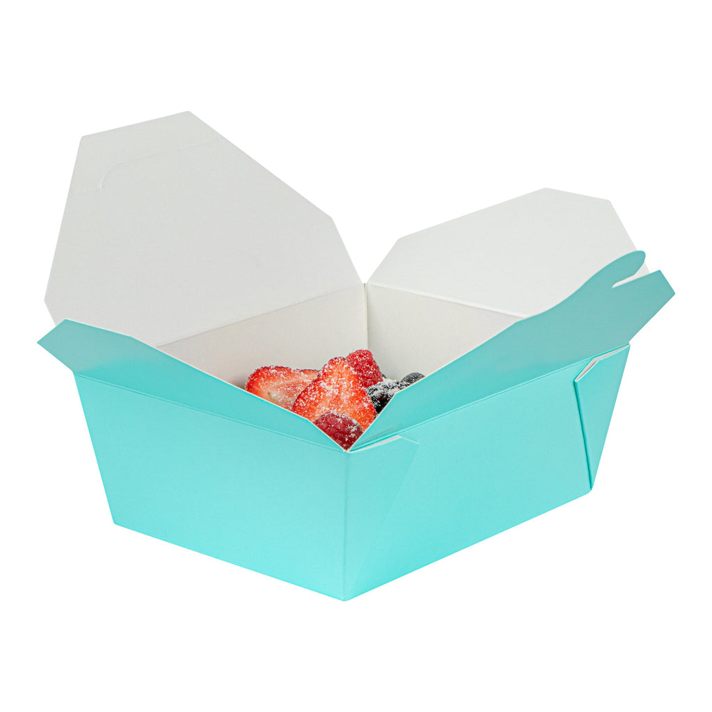 Bio Tek 45 oz Rectangle Turquoise Paper #8 Bio Box Take Out Container - 6 3/4" x 5 1/2" x 2 1/2" - 200 count box