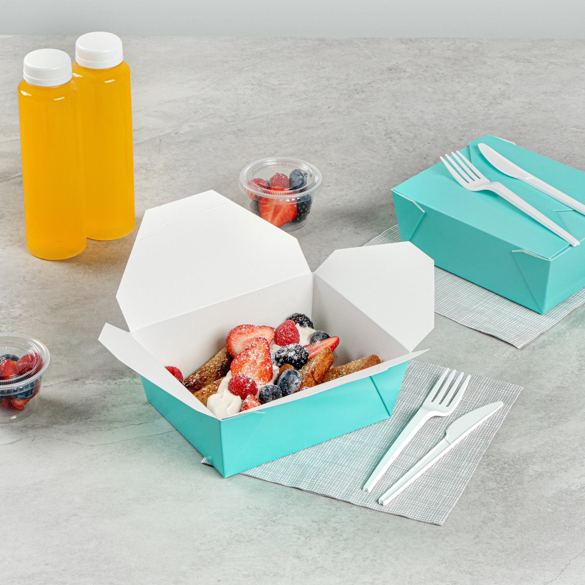 Bio Tek 45 oz Rectangle Turquoise Paper #8 Bio Box Take Out Container - 6 3/4" x 5 1/2" x 2 1/2" - 200 count box