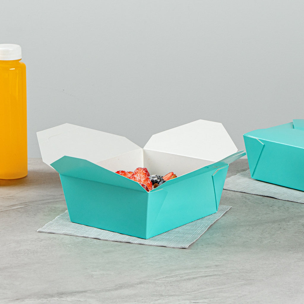 Bio Tek 45 oz Rectangle Turquoise Paper #8 Bio Box Take Out Container - 6 3/4" x 5 1/2" x 2 1/2" - 200 count box