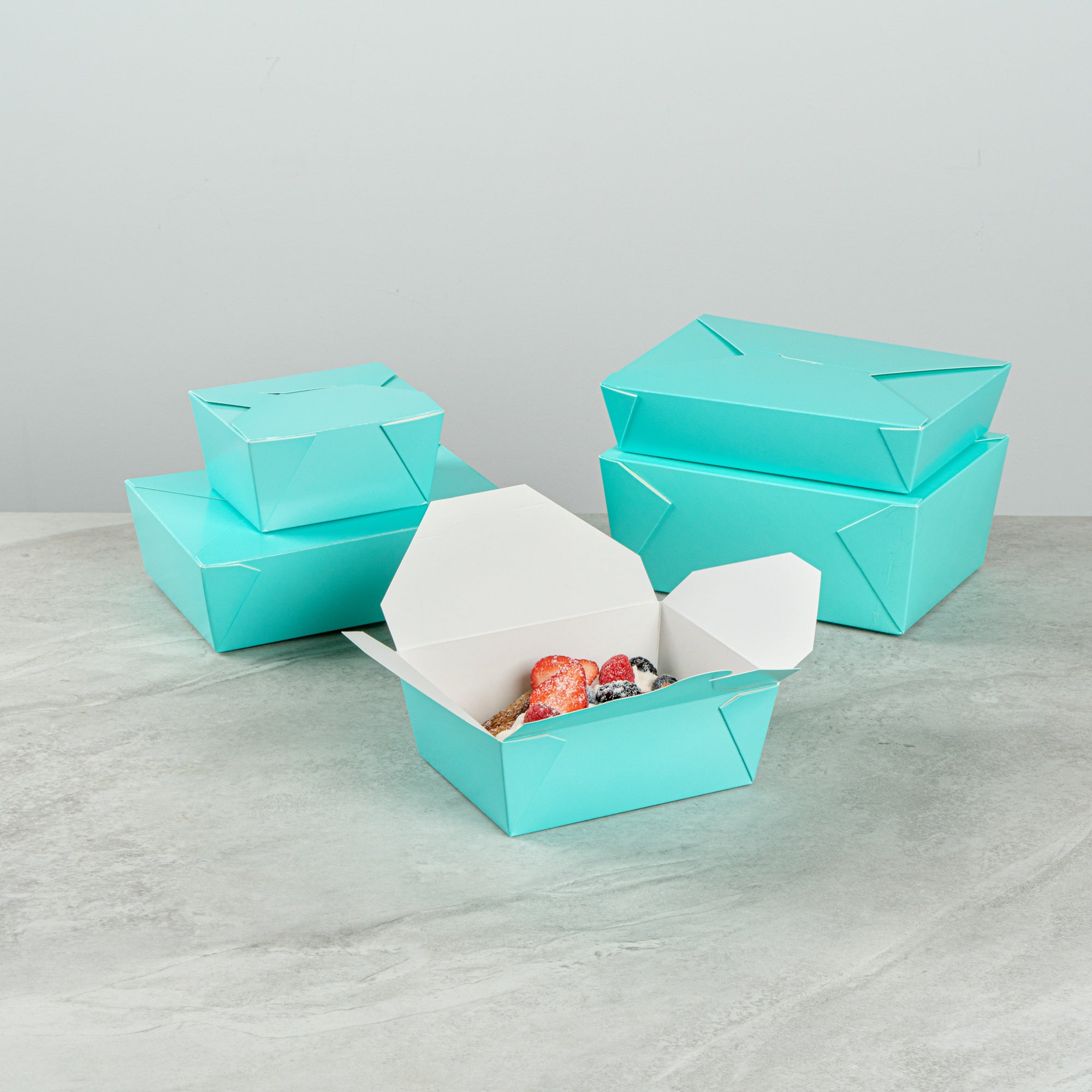 Bio Tek 45 oz Rectangle Turquoise Paper #8 Bio Box Take Out Container - 6 3/4" x 5 1/2" x 2 1/2" - 200 count box