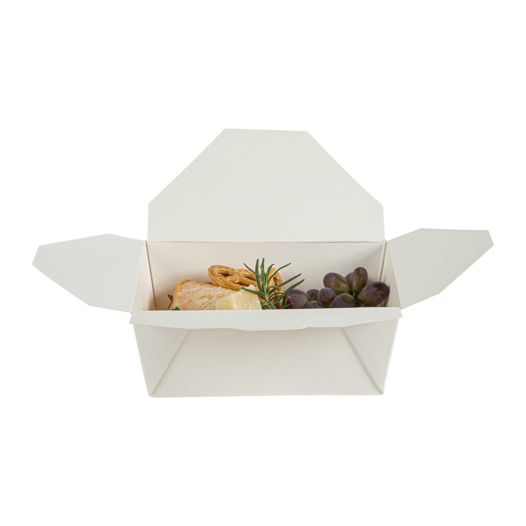 Bio Tek 45 oz Rectangle White Paper #8 Bio Box Take Out Container - 6 3/4" x 5 1/2" x 2 1/2" - 200 count box